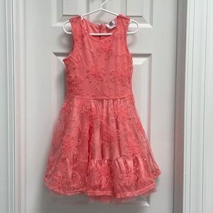 Beautiful coral colored evening dress for girls